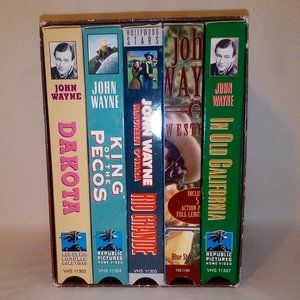 John Wayne Western VHS Box Set:  (5) VHS.  Vintage.  Retro